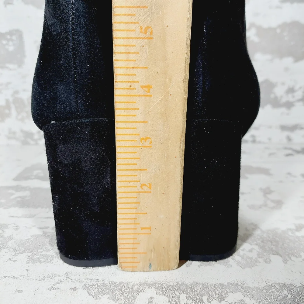 Sam Edelman Codie Black Suede Leather Block Heel Ankle Boots M372 - Picture 7 of 12